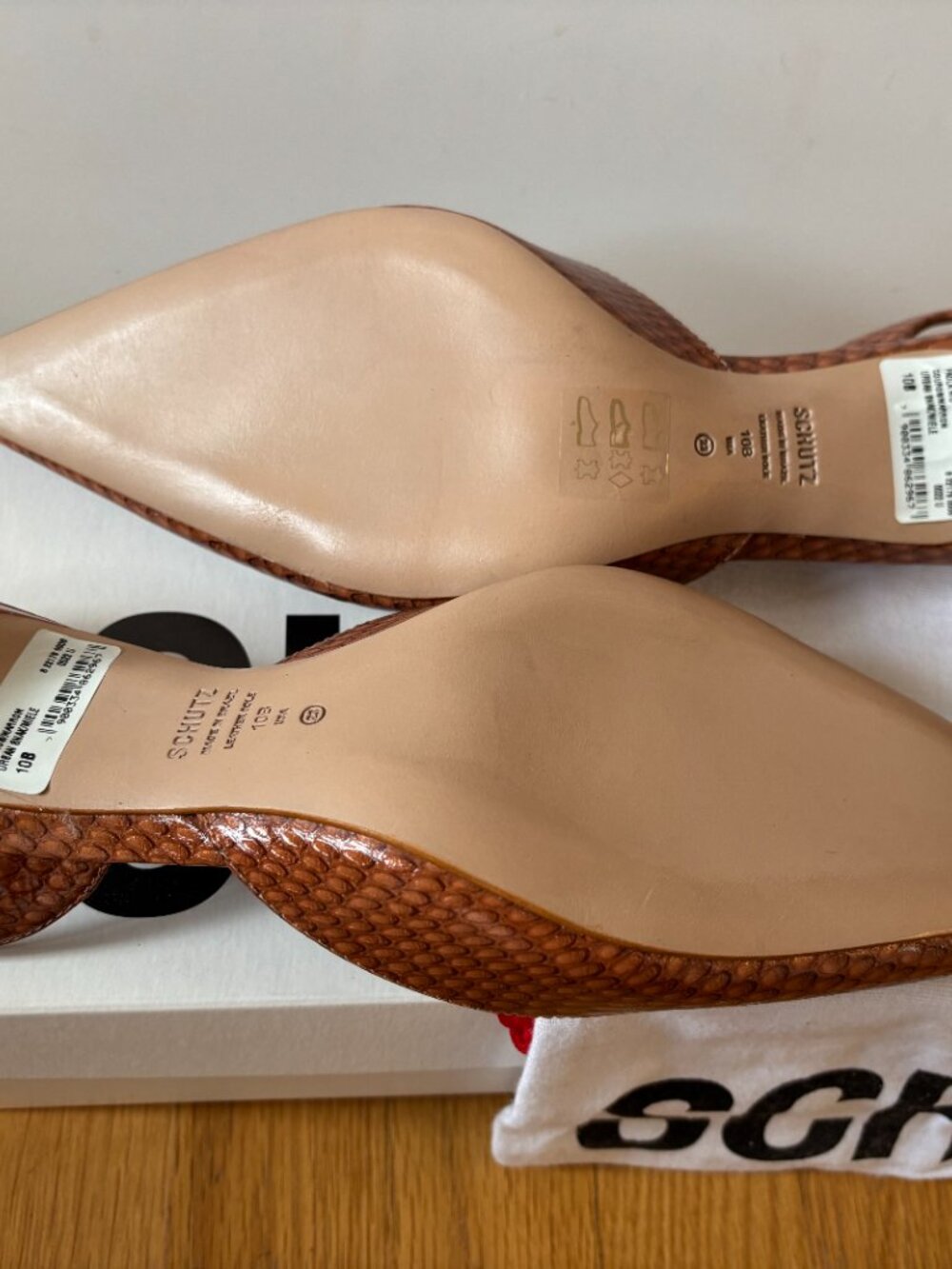 NEW Schutz Paola Mid Urban Snake Slingback Heels Size 10 NWT - Picture 4 of 4